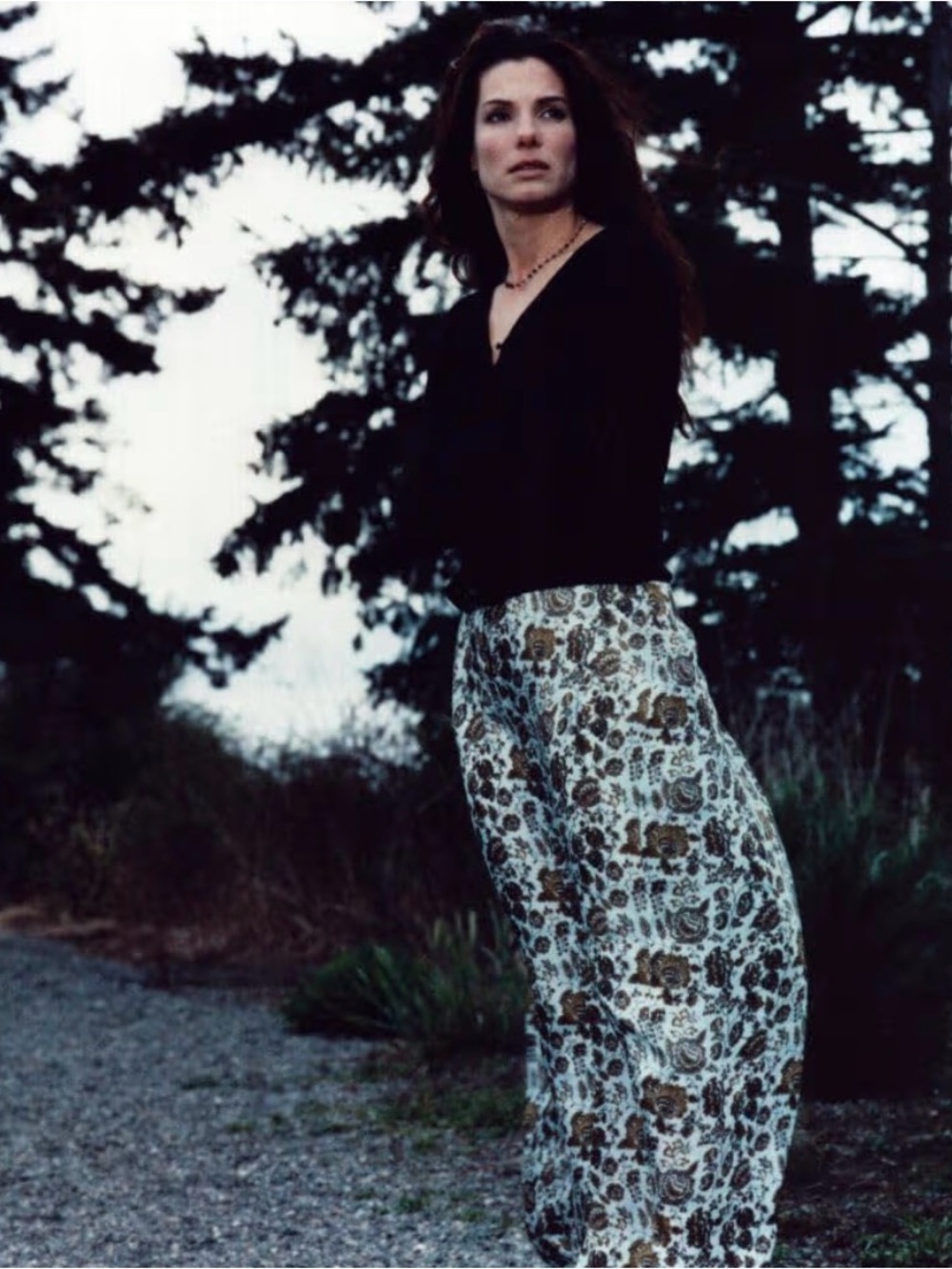 Practical Magic White Floral Midi Skirt with Olive and Mustard Print